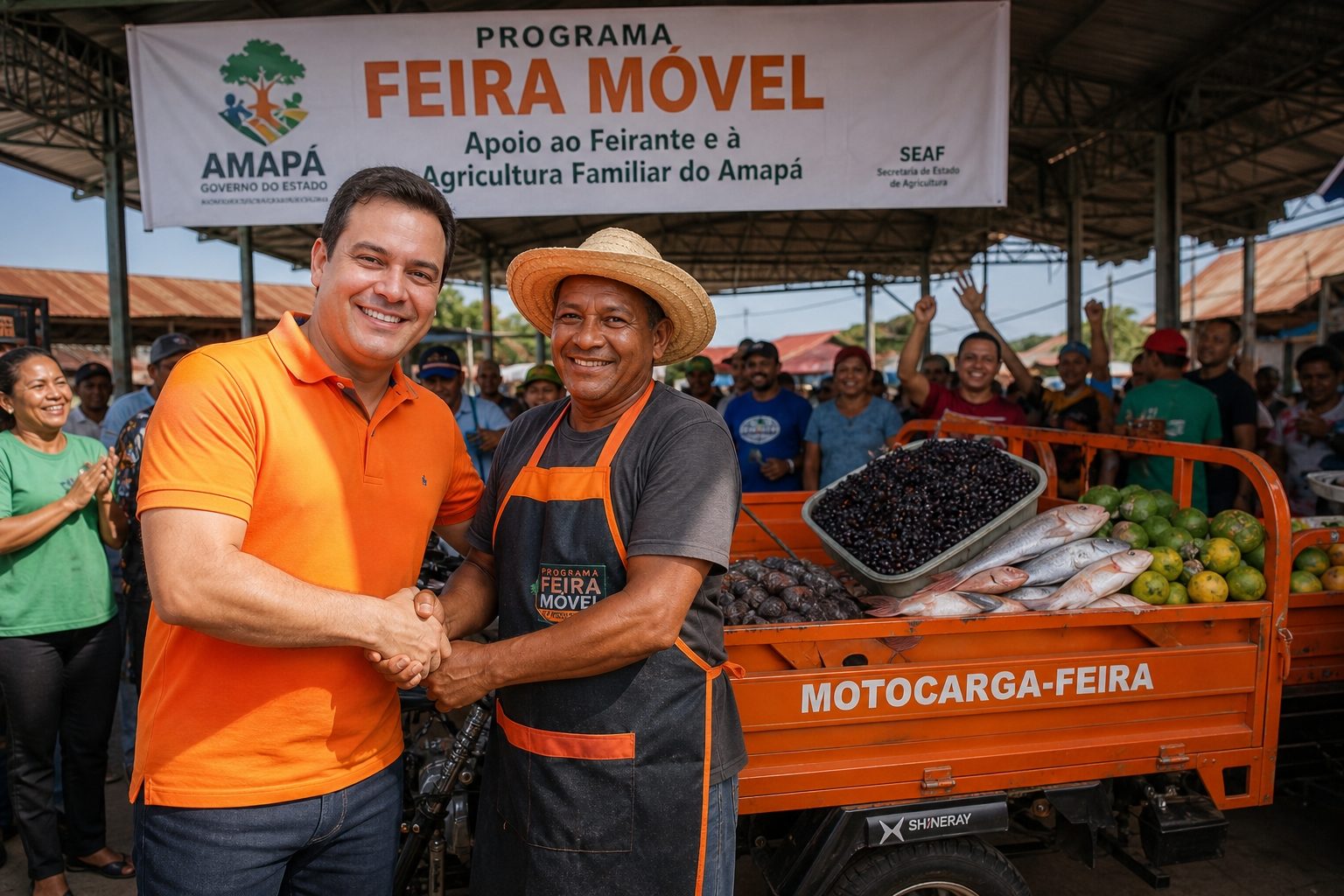 Acácio Favacho com feirante